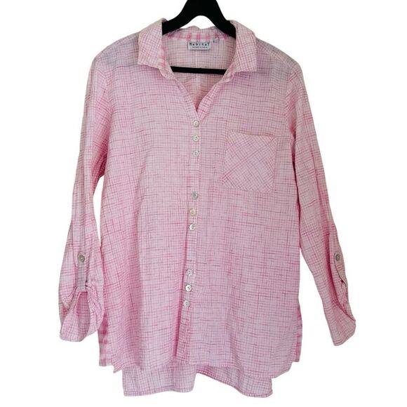 Habitat Pink Plaid Button-Up Shirt Size Medium - Picture 1 of 4